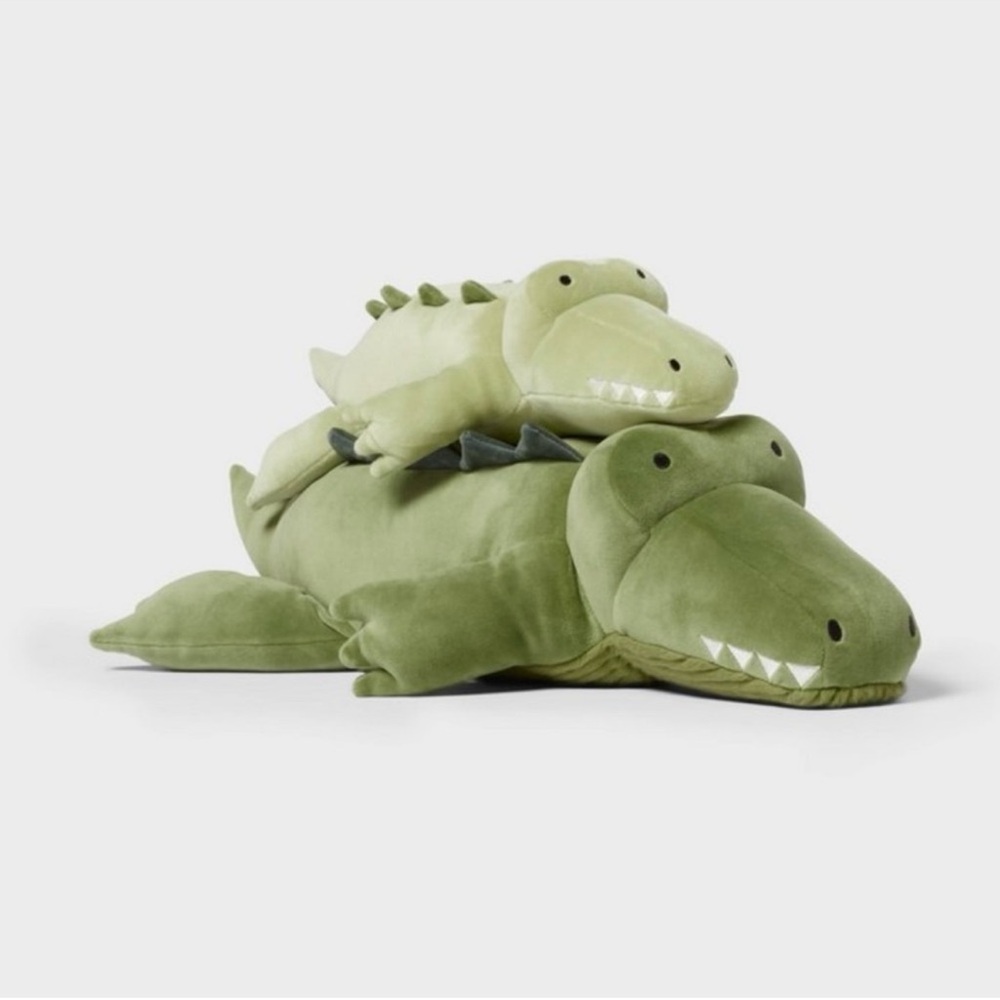 NWT Pillowfort Alligator and baby weighted plush Green Set
